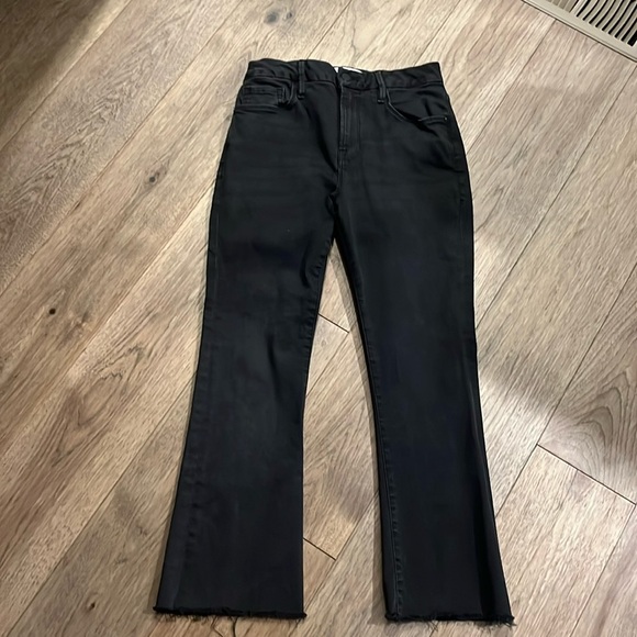 FRAME Le Crop Mini Boot jeans in black wash denim, size 29 - Picture 2 of 9